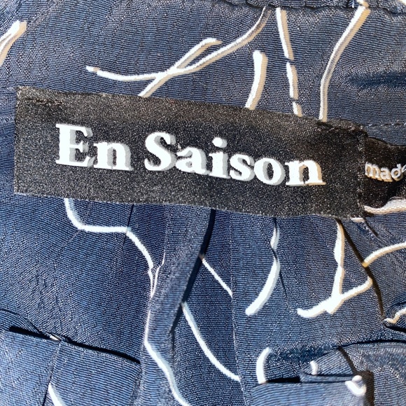 En Saison Baby Doll Tiered Dress Slate Blue/Cream - Picture 2 of 7